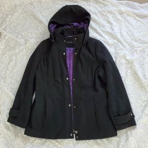 Calvin Klein Black Hooded Wool Coat